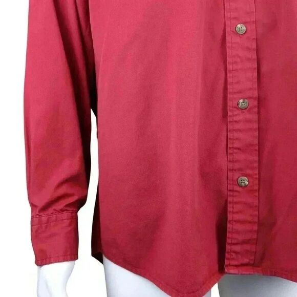 Redhead Large Mens Red 100% Cotton Utility Workwear Oxford Button Up Long Sleeve - Picture 4 of 10